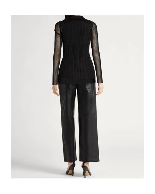 Sportmax Black Tulle Long Sleeve Top