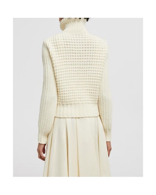 Moncler White Zip-Up Padded Knit Cardigan
