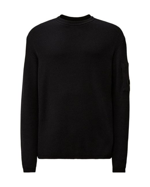 C P Company Black Lens Sleeve Knitted Sweater for men