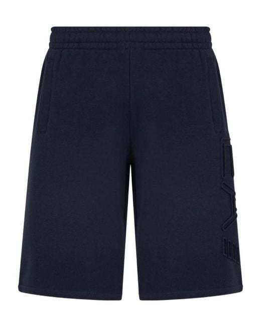 EA7 Blue Logo-Embossed Bermuda Shorts for men