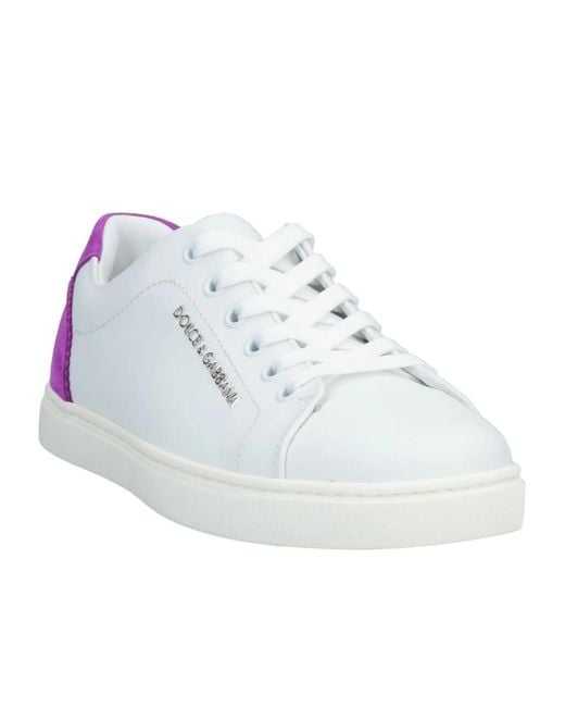 Dolce & Gabbana White Two-Tone Spliced Sneakers