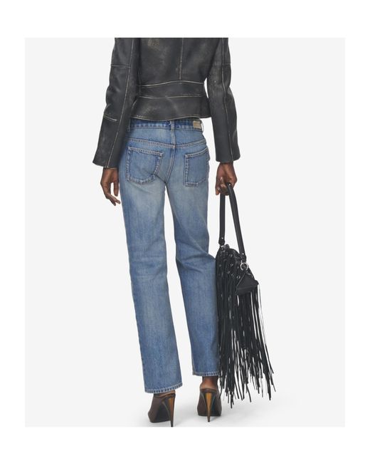 McQueen Blue Deconstructed Waist Jeans