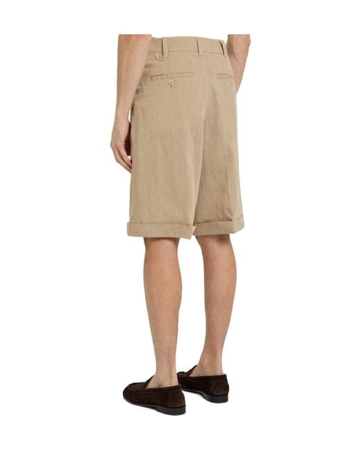 Jacquemus Natural Herringbone Linen-Blend Shorts for men
