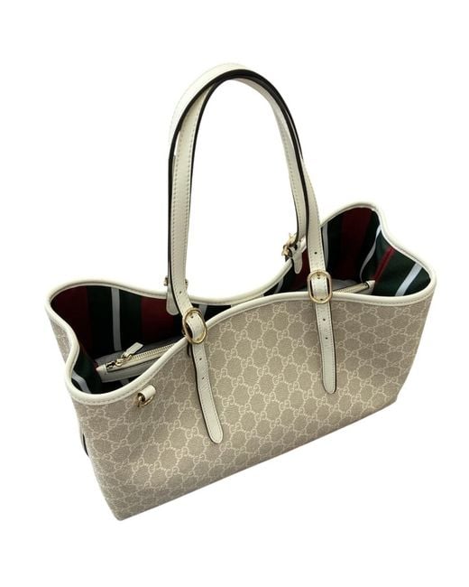 Gucci Natural Gg Emblem Large Tote Bag