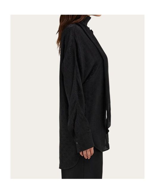 Ferragamo Black Ferragamo Sash Collar Blouse
