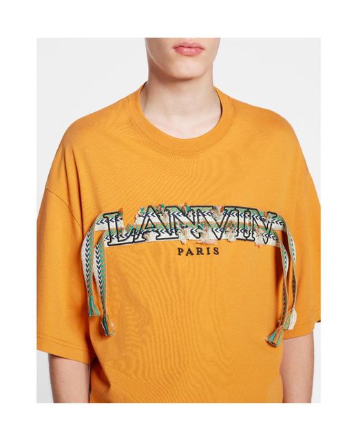 Lanvin Orange Logo Round-Necked T-Shirt for men