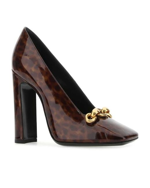 Saint Laurent Brown Silvana Square Toe Pumps