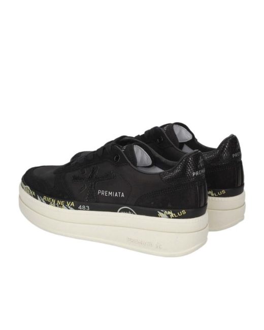 Premiata Black Lace-Up Platform Casual Shoes