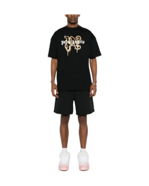 Palm Angels Black Las Vegas Monogram-Print T-Shirt for men