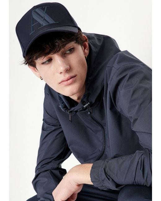 ARMANI EXCHANGE Blue Logo-Plaque Cap for men