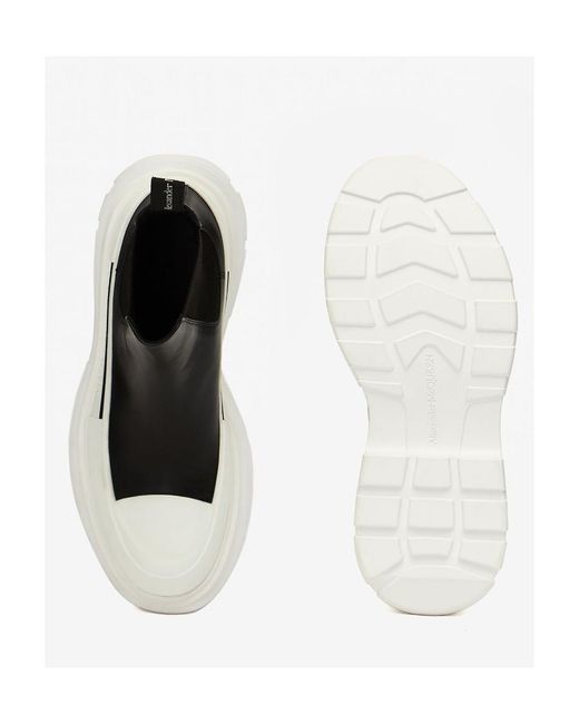 McQueen Black Tread Slick Chelsea Boots
