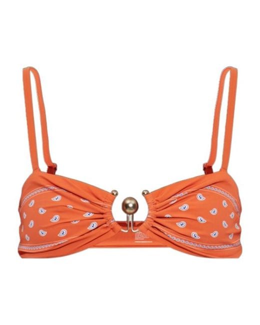 Christopher Esber Orange Ruffled Strapless Bikini Top