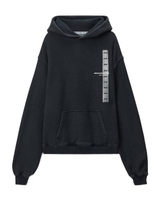 Alexander Wang Black Graphic-Print Pouch-Pocket Hoodie