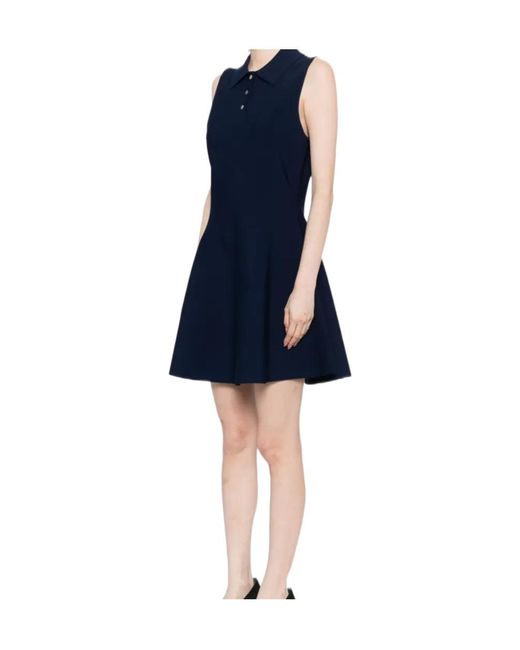 Theory Blue Polo-Collar A-Line Dress