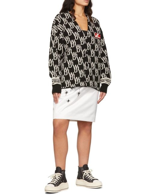we11done Black Logo Jacquard Knitted Cardigan for men