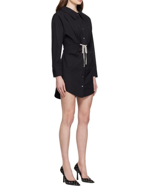 Alexander Wang Black Crystal-Embellished Mini Shirt Dress
