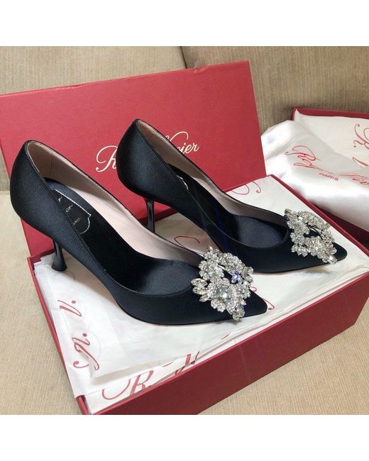 Roger Vivier Black Bouquet Strass 85Mm Buckle Pumps