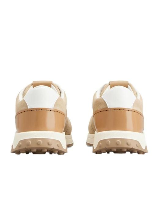 Tod's Natural Panelled Lace-Up Sneakers for men