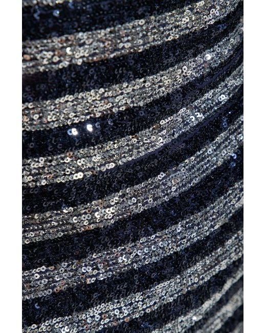 Balmain Blue Sequinned Striped Minidress