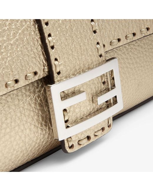 Fendi Metallic Topstitches Ff Buckled Baguette Bag