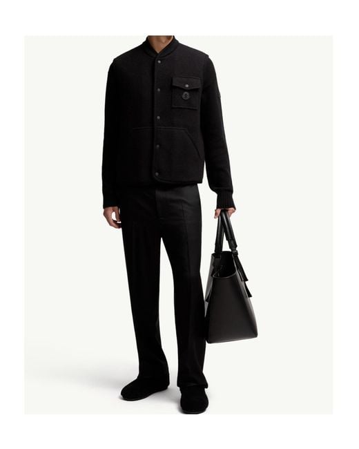 Moncler Black Logo Patch Button-Up Vest for men