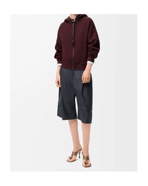 Loewe Red Zip Hooded Sweater
