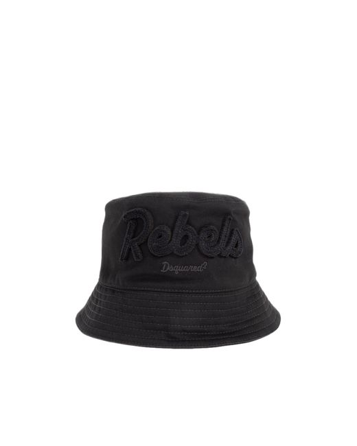 DSquared² Black Logo Embroidered Hat for men