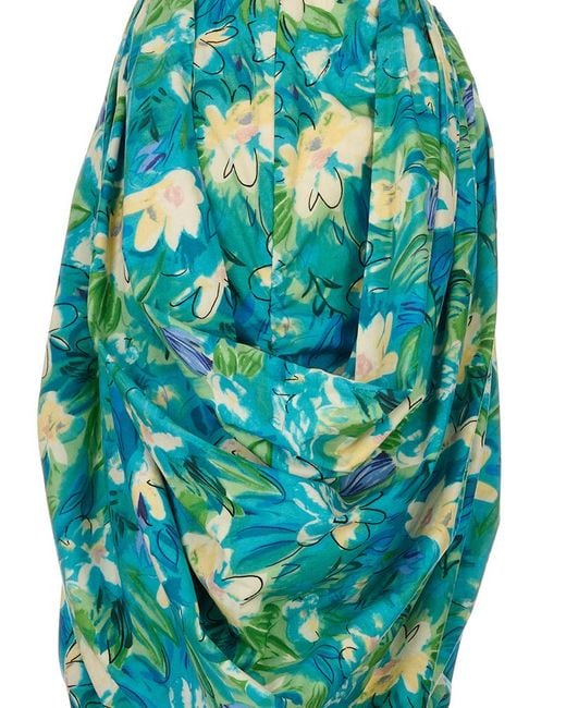 Chloé Blue Chloé Draped Printed Skirt