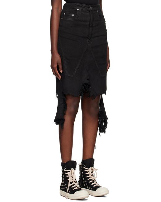 Rick Owens Black Tassel Hem Shorts
