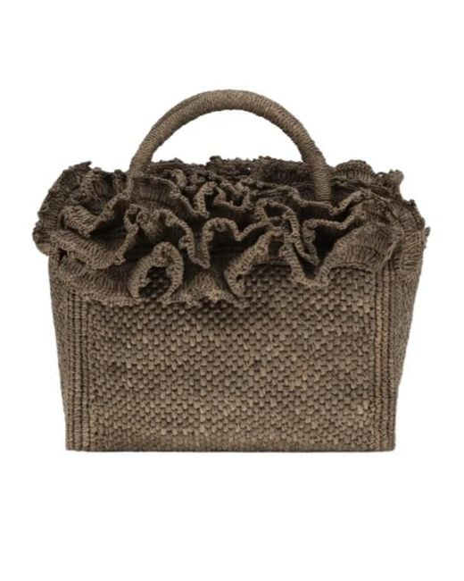 IBELIV Brown Laguna Ruffled Tote Bag