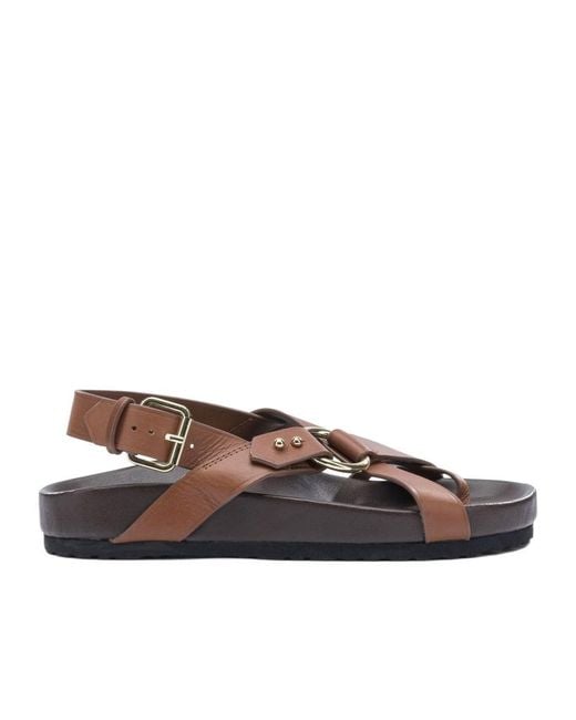 Soeur Brown Mexico Buckle Sandals