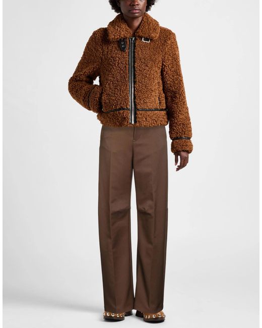 MM6 by Maison Margiela Brown Solid Color Straight Suit Pants