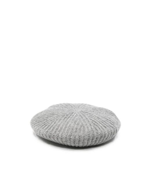 Miu Miu White Logo-Embroidered Ribbed-Knit Beret