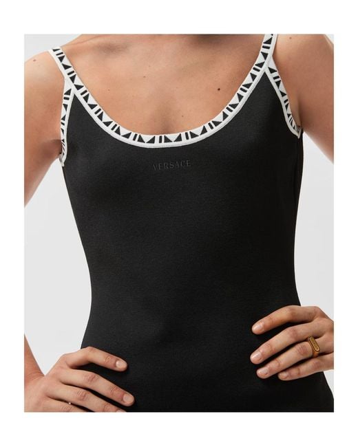 Versace Black Stretch Viscose Jacquard Mini Dress