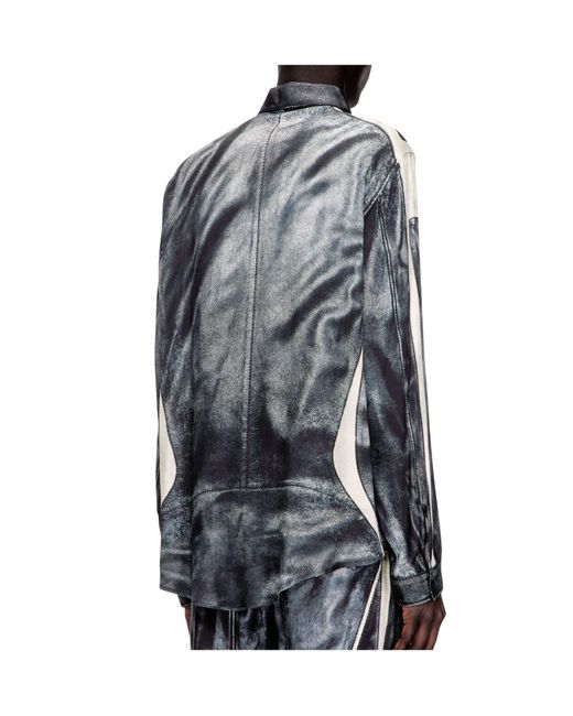 DIESEL Gray Zip-Fastening Printed Shirt for men