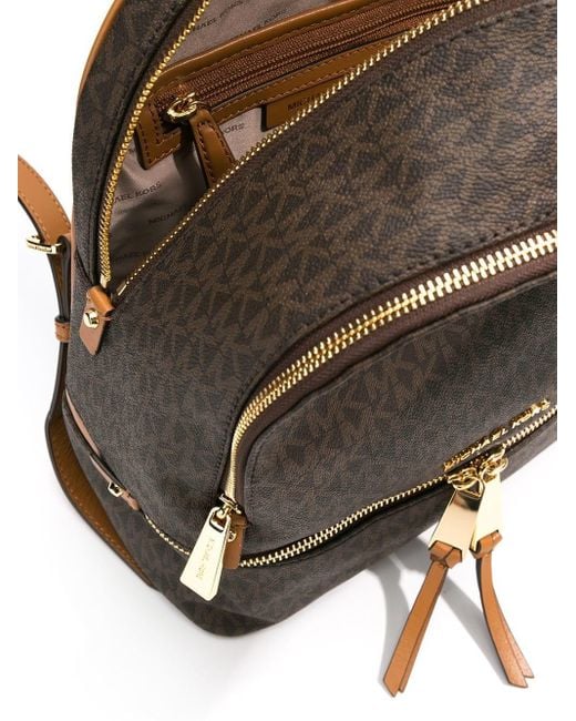 Michael Kors Brown Michael Rhea Monogrammed Medium Logo Backpack