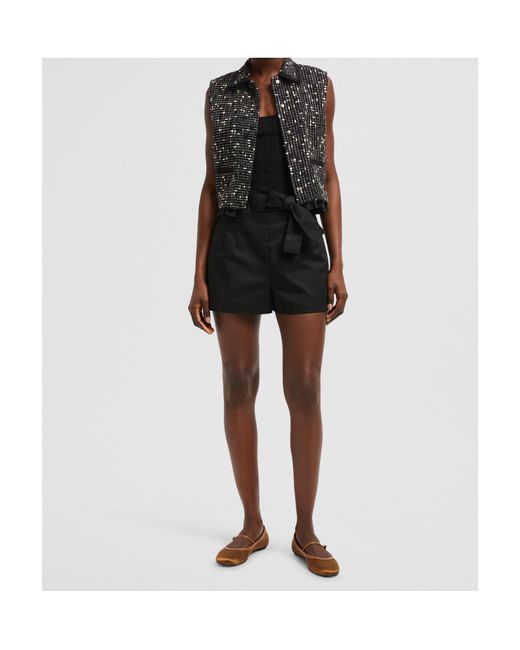 Moncler Black Pleat Detailed Belted Shorts