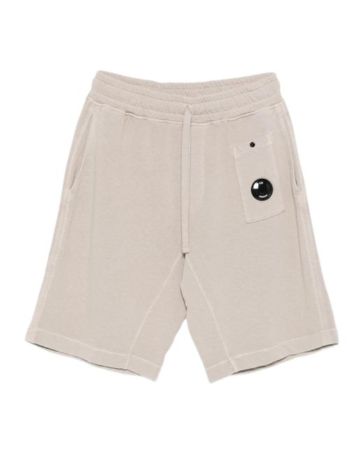 C P Company White Belt Shorts for men