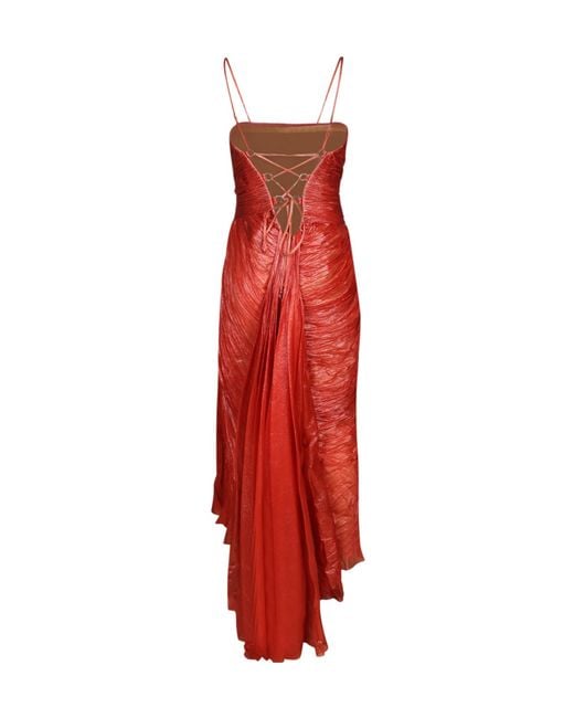 Maria Lucia Hohan Red Ruched Cutout Gown
