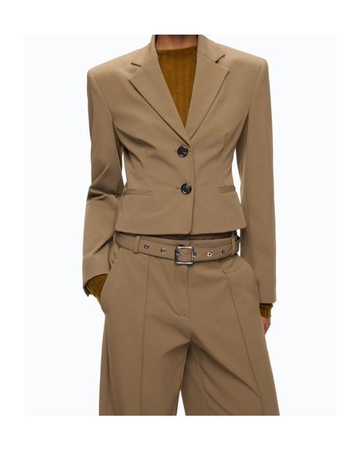Pinko Natural Single-Breasted Cropped Blazer