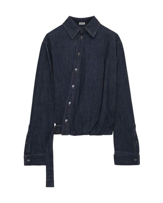 Loewe Blue Draped Denim Shirt
