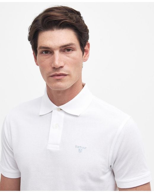 Barbour White Logo-Embroidered Cotton Polo Shirt for men