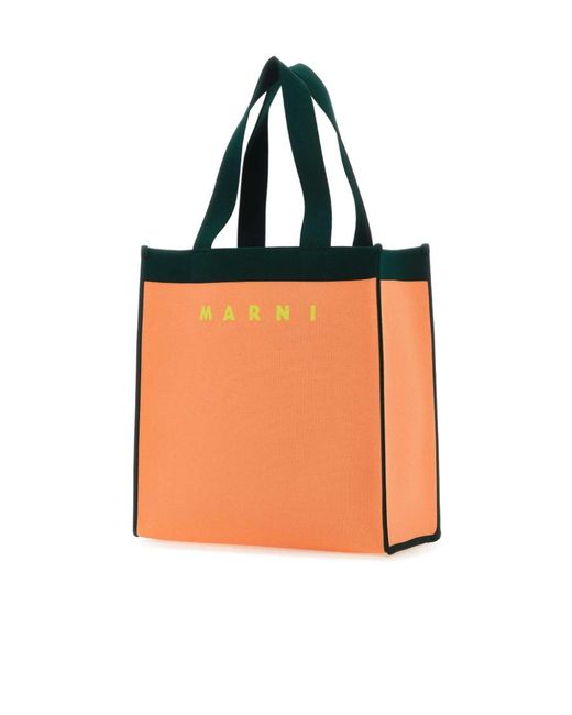 Marni Orange Logo Detailed Top Handle Bag for men