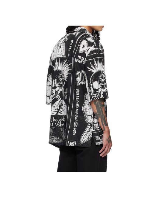 Lu'u Dan Black Printed Short-Sleeved Shirt for men