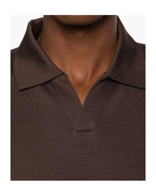 Herno Brown Skipper Open-Neck Polo Shirt for men