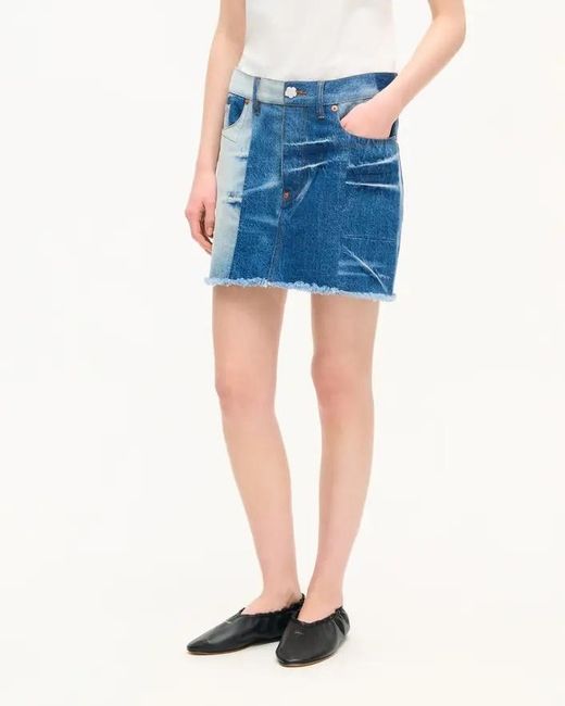 KENZO Blue Patchwork Short Denim Skirt