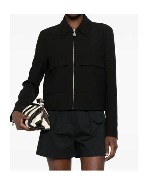 Patrizia Pepe Black Zip-Up Twill Sporty Jacket