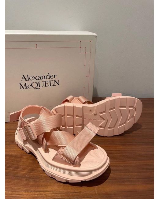 McQueen Pink Tread Strapped Sandals