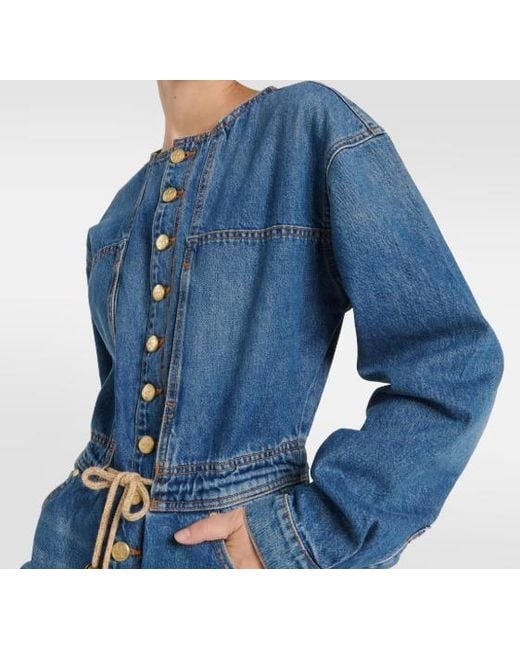 Ulla Johnson Blue Stevie Wide-Leg Denim Jumpsuit