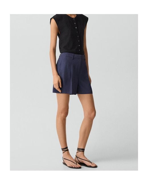 Theory Blue Fluid Pleat Short